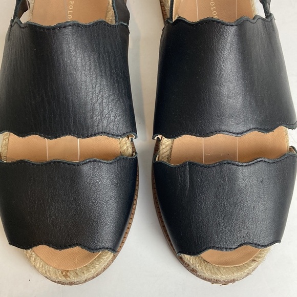 Anthropologie | Black Mollie Scalloped Sandals 37 Slingback Espadrilles Vacation - Picture 7 of 16
